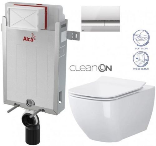 /SET/ALCAPLAST - SET Renovmodul - predstenový inštalačný systém + tlačidlo M1721 + WC CERSANIT CLEANON METROPOLITAN + SEDADLO (AM115/1000 M1721 ME1)