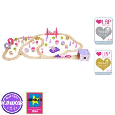 Bigjigs - Drevená vláčikodráha pre dievčatá - princezné