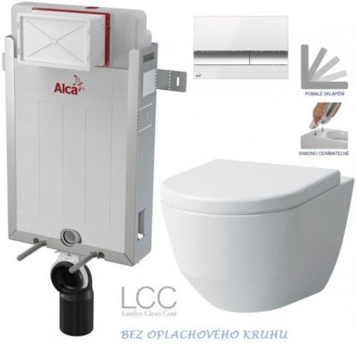 /SET/ALCAPLAST - SET Renovmodul - predstenový inštalačný systém + tlačidlo M1720-1 + WC LAUFEN PRO LCC RIMLESS + SEDADLO (AM115/1000 M1720-1 LP2)