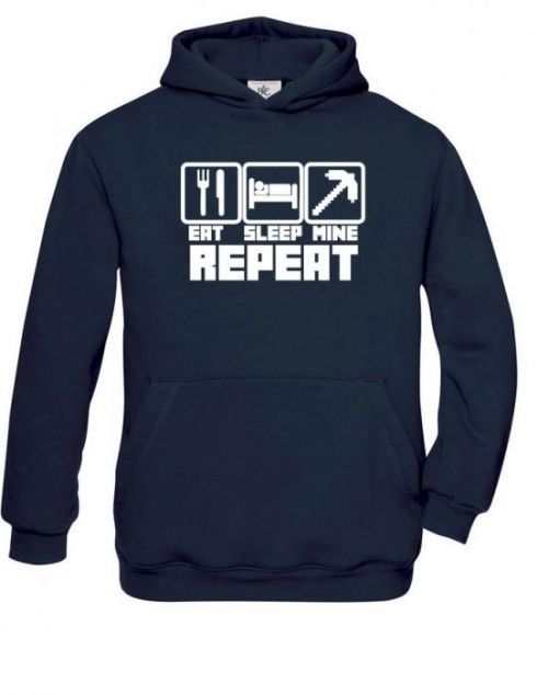 Detská mikina Eat Sleep Mine Repeat - mikina pre hráčov Minecraft