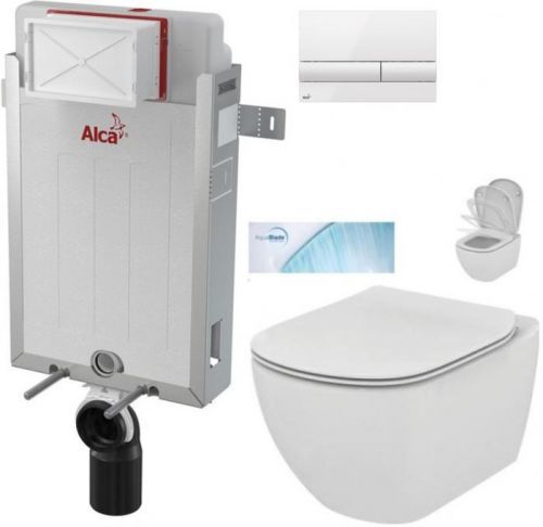 /SET/ALCAPLAST - SET Renovmodul - predstenový inštalačný systém + tlačidlo M1710 + WC TESI so sedadlom SoftClose, AquaBlade (AM115/1000 M1710 TE1)
