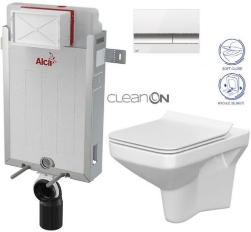 /SET/ALCAPLAST - SET Renovmodul - predstenový inštalačný systém + tlačidlo M1720-1 + WC CERSANIT CLEANON COMO + SEDADLO (AM115/1000 M1720-1 CO1)
