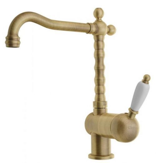 SAPHO SAPHO - KIRKÉ WHITE stojánkova drezová batéria, biela páčka, bronz (KI14BB)