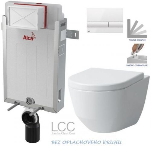 /SET/ALCAPLAST - SET Renovmodul - predstenový inštalačný systém + tlačidlo M1710 + WC LAUFEN PRO LCC RIMLESS + SEDADLO (AM115/1000 M1710 LP2)
