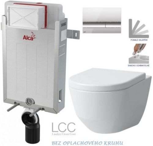 /SET/ALCAPLAST - SET Renovmodul - predstenový inštalačný systém + tlačidlo M1721 + WC LAUFEN PRO LCC RIMLESS + SEDADLO (AM115/1000 M1721 LP2)