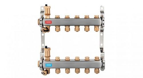 NOVASERVIS - Rozdeľovač nerez s regulačnými mechanickými ventilmi 5okruhy (SN-RO05S)