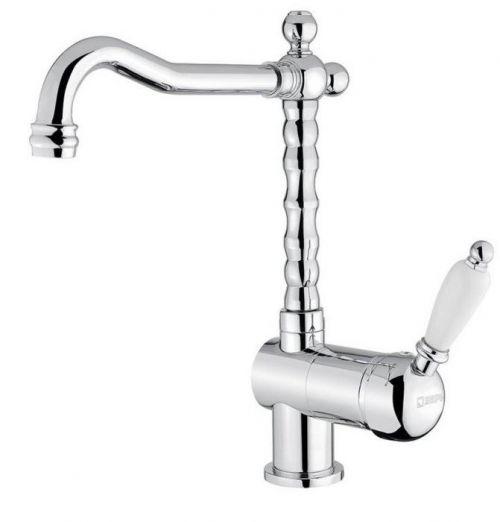 SAPHO SAPHO - KIRKÉ WHITE stojánkova drezová batéria, biela páčka, chróm (KI14BC)