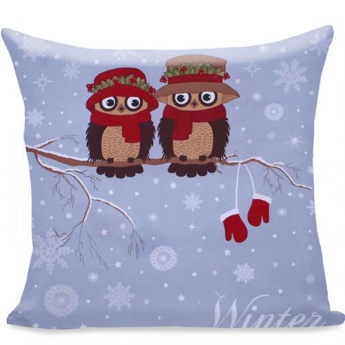 Povlak na polštář DecoKing Winter Owl 80x80 modrý