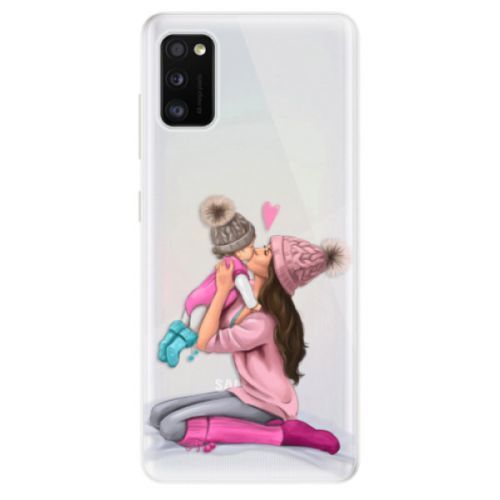 Odolné silikónové puzdro iSaprio - Kissing Mom - Brunette and Girl - Samsung Galaxy A41