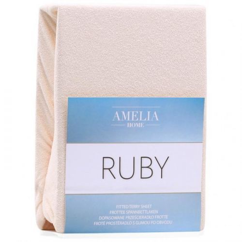 Froté prostěradlo s gumou AmeliaHome Ruby světle béžové