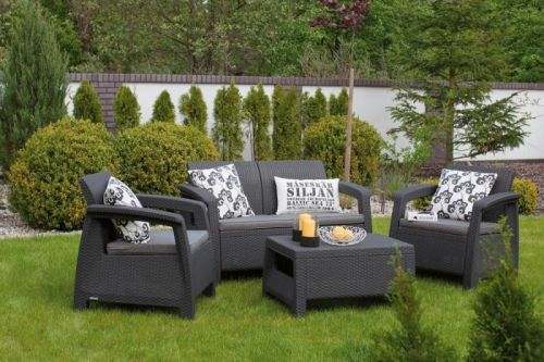 CORFU set - grafit + šedé podušky Allibert