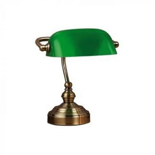 Stolová lampa v zelenej a mosadznej farbe Markslöjd Bankers, výška 25 cm