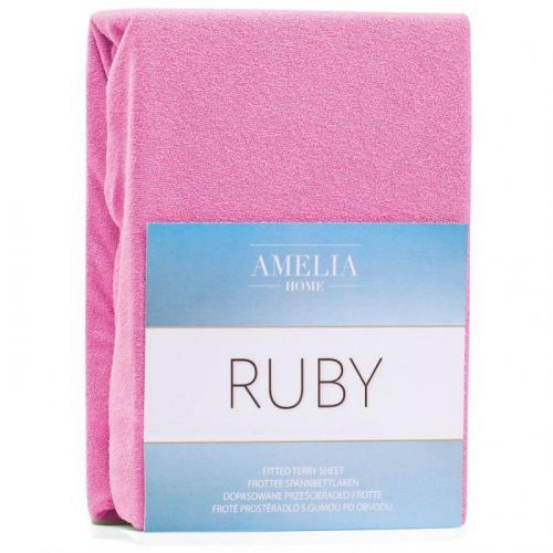 Froté prostěradlo s gumou AmeliaHome Ruby růžové