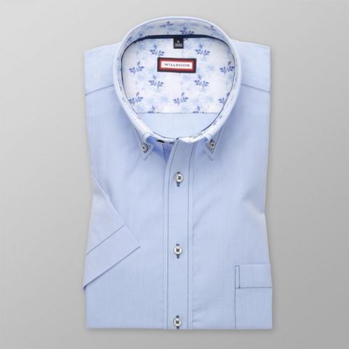 Pánska slim fit košeľa s krátkym rukávom (výška176-182) 8094 v modré farbe s úpravou easy care