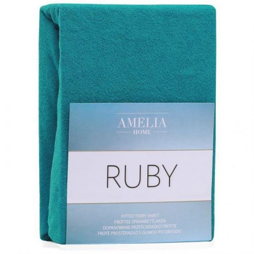 Froté prostěradlo s gumou AmeliaHome Ruby tyrkysové