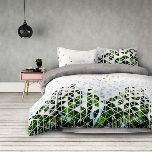 Povlečení z mikrovlákna AmeliaHome Tropical bílo-zelená