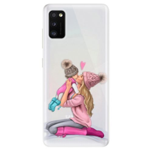 Odolné silikónové puzdro iSaprio - Kissing Mom - Blond and Girl - Samsung Galaxy A41