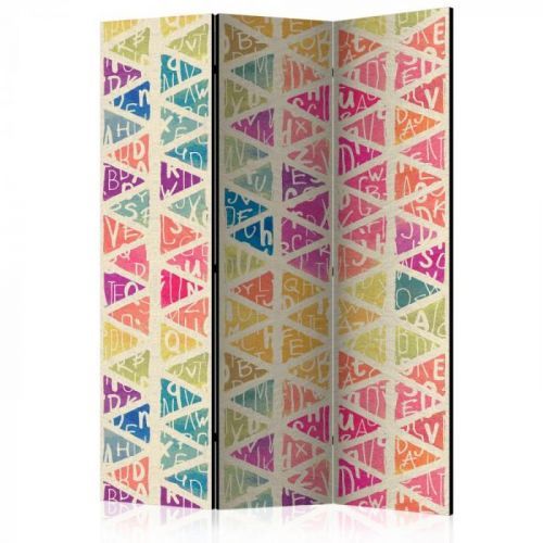 Paraván Letters and Triangles Dekorhome 135x172 cm (3-dílný)