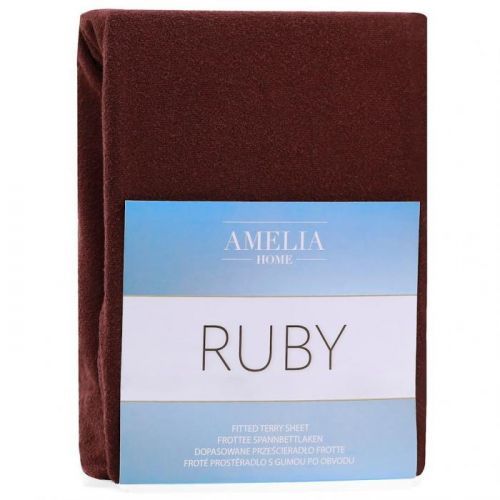 Froté prostěradlo s gumou AmeliaHome Ruby hnědé