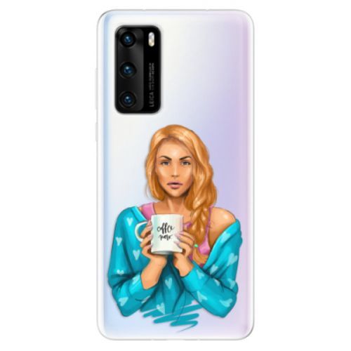 Odolné silikónové puzdro iSaprio - Coffe Now - Redhead - Huawei P40