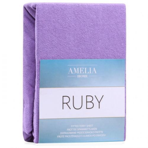 Froté prostěradlo s gumou AmeliaHome Ruby fialové