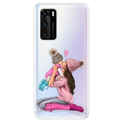 Odolné silikónové puzdro iSaprio - Kissing Mom - Brunette and Girl - Huawei P40