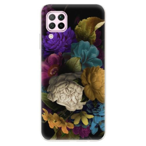 Odolné silikónové puzdro iSaprio - Dark Flowers - Huawei P40 Lite