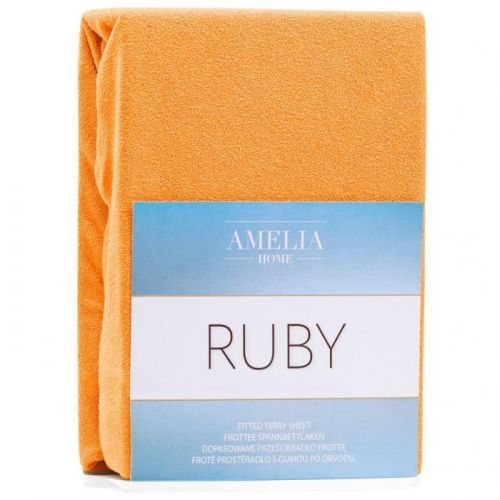 Froté prostěradlo s gumou AmeliaHome Ruby oranžové