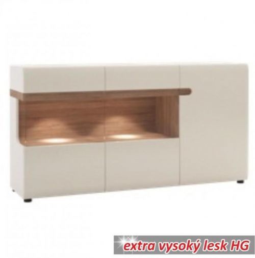 Komoda LYNATET Typ 42 bílá lesk / dub sonoma tmavý trufel Tempo Kondela