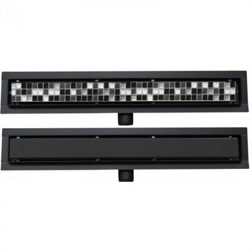 Odtokový žľab 2 v 1 nízky MEXEN FLAT BLACK 80 cm - vzor G13