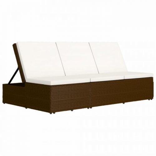 Dvojité zahradní lehátko / pohovka s poduškou Hnědá
