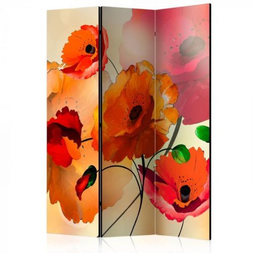 Paraván Velvet Poppies Dekorhome 135x172 cm (3-dílný)
