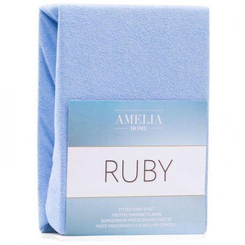 Froté prostěradlo s gumou AmeliaHome Ruby světlé modré
