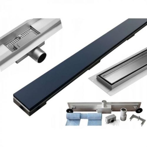 Odtokový žlab MEXEN FLAT 100 cm - černé sklo