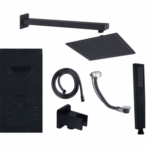 Sprchový-vanový set podomítkový CUBE 7v1 černý