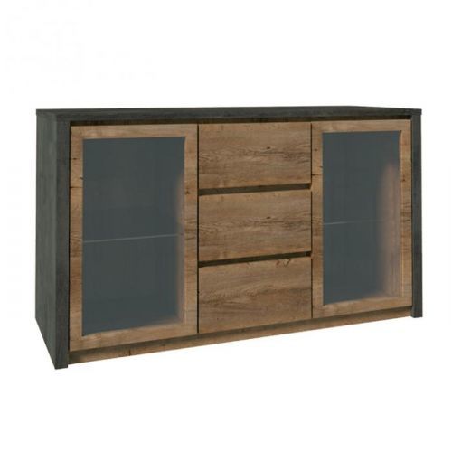 Komoda MONTANA K2D dub lefkas tmavý / smooth šedý Tempo Kondela