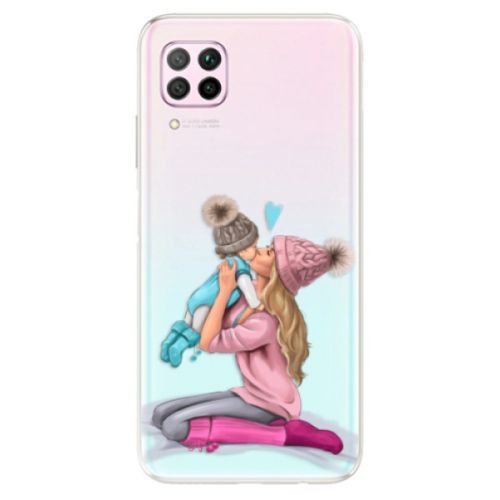 Odolné silikónové puzdro iSaprio - Kissing Mom - Blond and Boy - Huawei P40 Lite