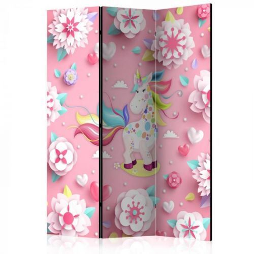 Paraván Unicorn on Flowerbed Dekorhome 135x172 cm (3-dílný)