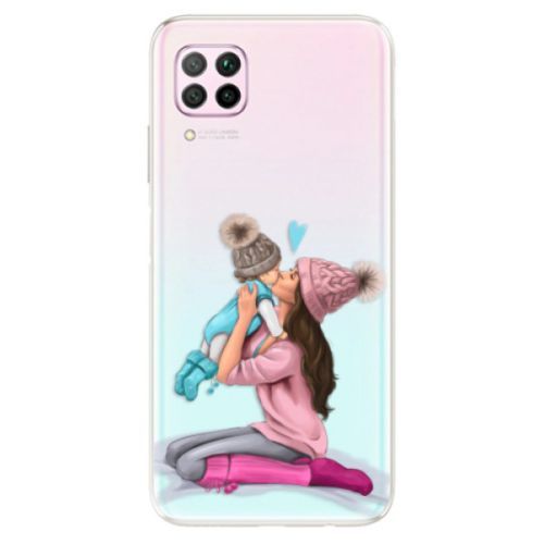 Odolné silikónové puzdro iSaprio - Kissing Mom - Brunette and Boy - Huawei P40 Lite
