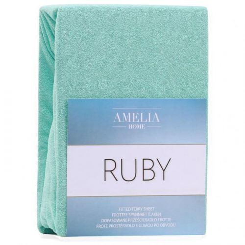 Froté prostěradlo s gumou AmeliaHome Ruby mátové
