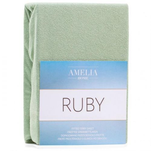Froté prostěradlo s gumou AmeliaHome Ruby olivové