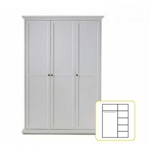Šatní skříň třídveřová PARIS bílá Tempo Kondela