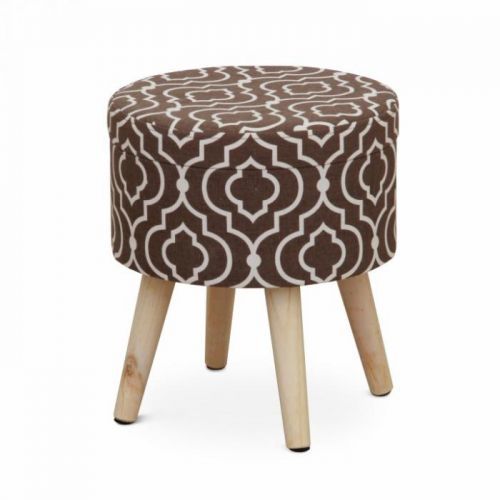 Taburet, hnědá/bílá vzor, DARLA TYP 1 0000191898 Tempo Kondela