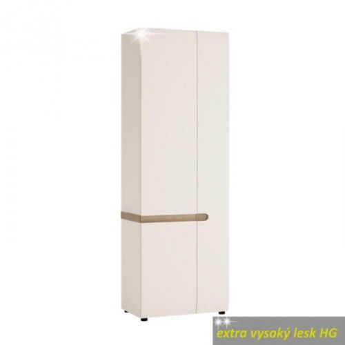 Šatní skříň LYNATET bílá extra vysoký lesk / dub sonoma truflový Tempo Kondela