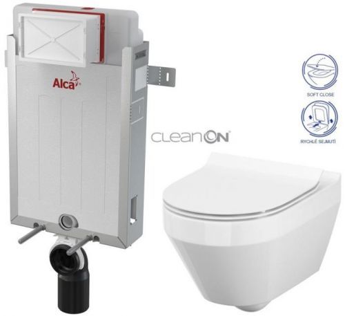 /SET/ALCAPLAST - SET Renovmodul - předstěnový instalační systém + WC CERSANIT CLEANON CREA OVÁL + SEDÁTKO (AM115/1000 X CR1)