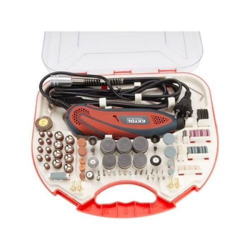 Mini brúska Extol Premium SG 130... Multifunkční elektrická bruska s příkonem 130 W a 210 ks příslušenství v praktickém kufru.