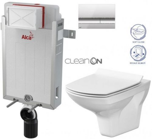 /SET/ALCAPLAST - SET Renovmodul - předstěnový instalační systém + tlačítko M1721 + WC CERSANIT CLEANON CARINA + SEDÁTKO (AM115/1000 M1721 CA3)