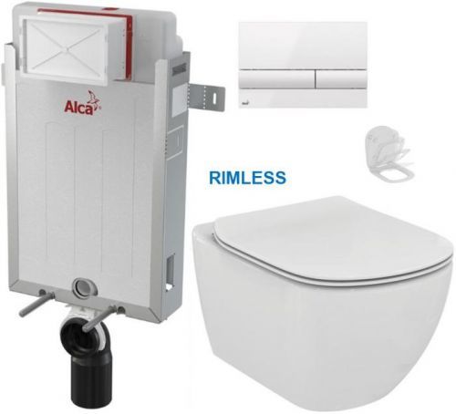 /SET - SET Renovmodul - předstěnový instalační systém + tlačítko M1710 + WC TESI RIMLESS (AM115/1000 M1710 TE2)