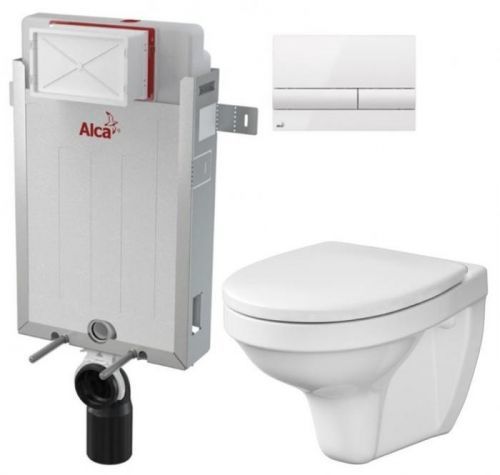/SET - SET Renovmodul - předstěnový instalační systém + tlačítko M1710 + WC CERSANIT DELFI + SEDÁTKO (AM115/1000 M1710 DE1)
