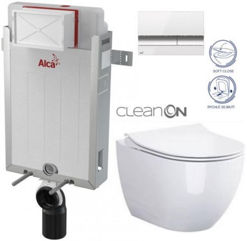 /SET/ALCAPLAST - SET Renovmodul - předstěnový instalační systém + tlačítko M1720-1 + WC OPOCZNO CLEANON URBAN HARMONY + SEDÁTKO (AM115/1000 M1720-1 HA1)